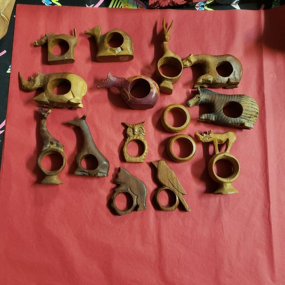 1980s Wood African Elephant + Rhino + multiple Animals From Kenya Africa Hand Ca - Picture 16 of 16